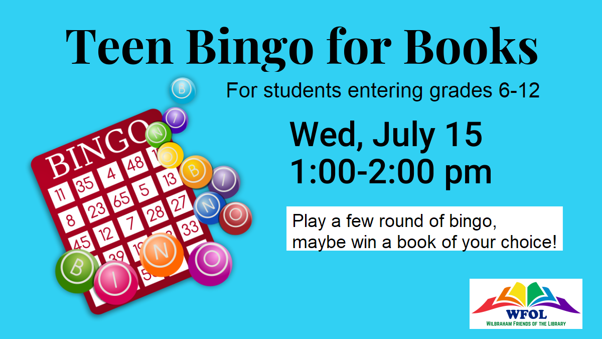 image of bingo card and placemarkers and info about Bingo for Books program