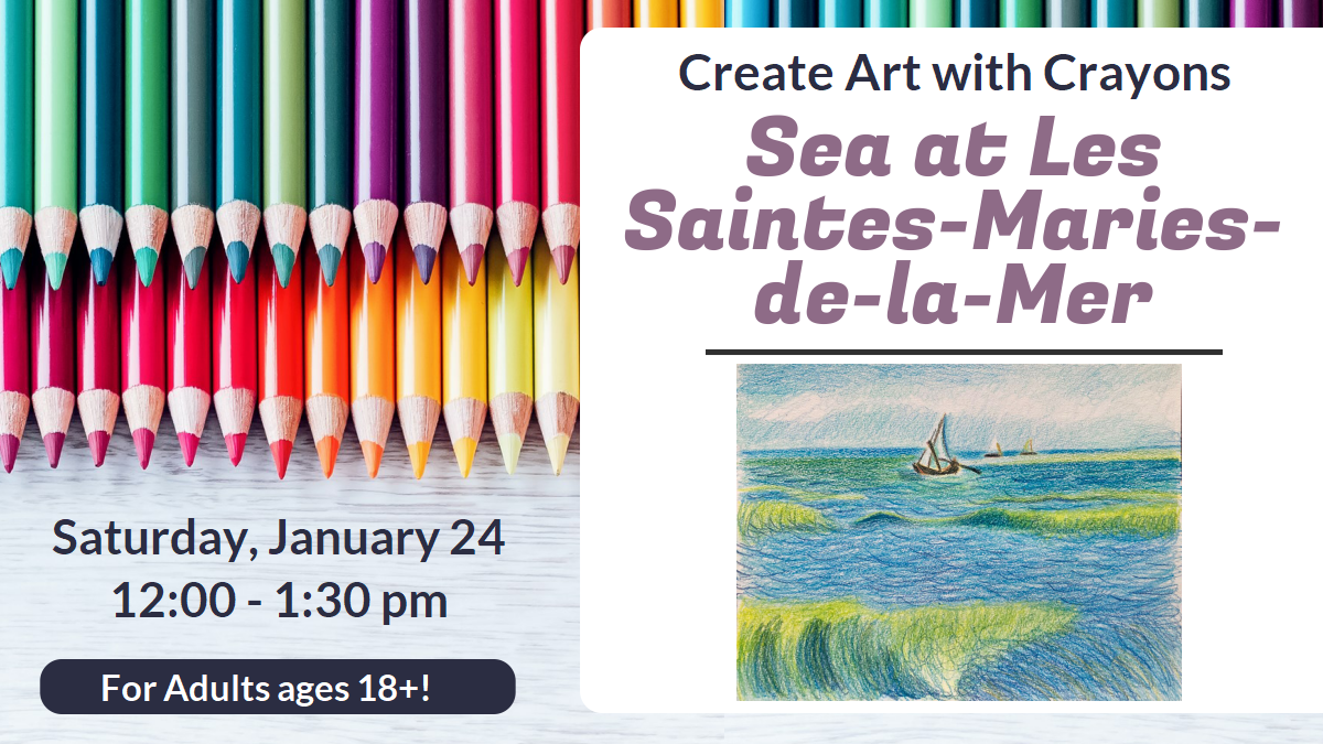 Create art with crayons, sea at les saintes maries de la mer